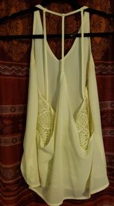 She + Sky canary yellow lacy top